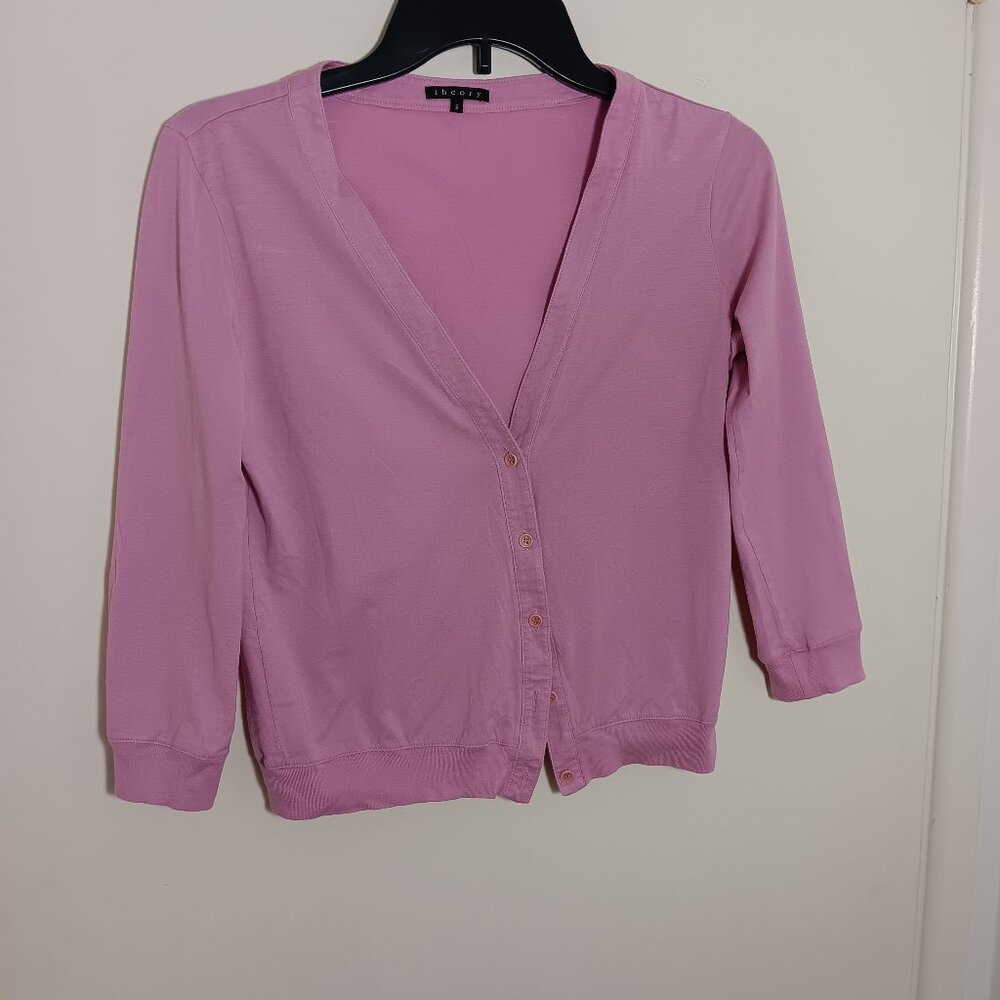 Theory  womens  vneck cardigan  long  sleeve with  button-front closure small